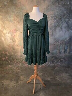 GiGio Green Tiered Skirt Sweetheart Neckline Mini Dress S